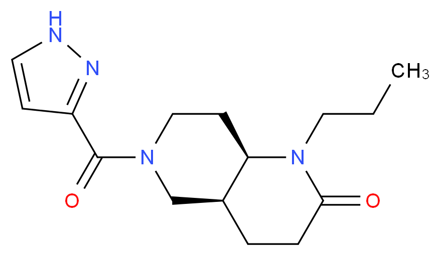 (4aS*,8aR*)-1-propyl-6-(1H-pyrazol-3-ylcarbonyl)octahydro-1,6-naphthyridin-2(1H)-one_分子结构_CAS_)
