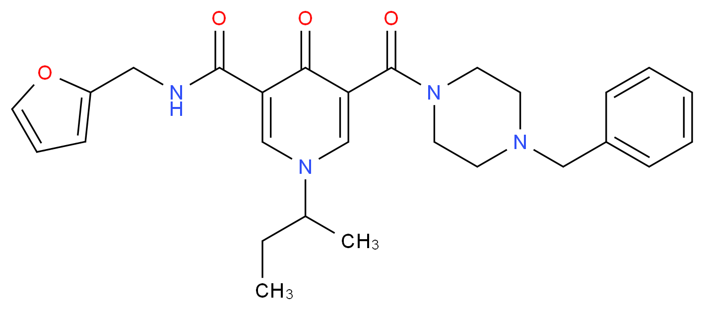 5-[(4-benzyl-1-piperazinyl)carbonyl]-1-sec-butyl-N-(2-furylmethyl)-4-oxo-1,4-dihydro-3-pyridinecarboxamide_分子结构_CAS_)