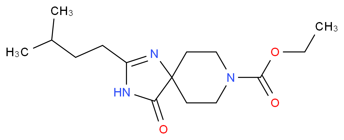 ethyl 2-(3-methylbutyl)-4-oxo-1,3,8-triazaspiro[4.5]dec-1-ene-8-carboxylate_分子结构_CAS_)