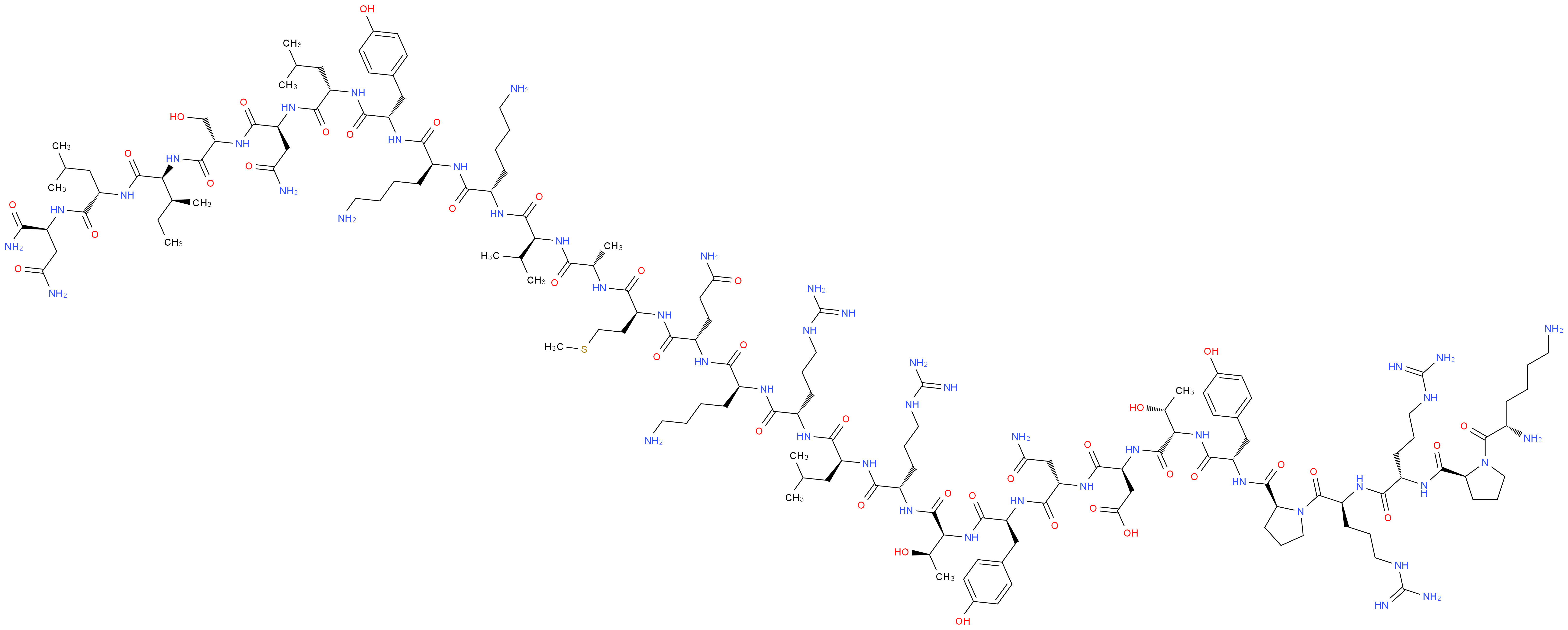 (3S)-3-{[(1S)-1-{[(1S)-1-{[(1S,2R)-1-{[(1S)-1-{[(1S)-1-{[(1S)-1-{[(1S)-5-amino-1-{[(1S)-1-{[(1S)-1-{[(1S)-1-{[(1S)-1-{[(1S)-5-amino-1-{[(1S)-5-amino-1-{[(1S)-1-{[(1S)-1-{[(1S)-2-carbamoyl-1-{[(1S)-1-{[(1S,2S)-1-{[(1S)-1-{[(1S)-1,2-dicarbamoylethyl]carbamoyl}-3-methylbutyl]carbamoyl}-2-methylbutyl]carbamoyl}-2-hydroxyethyl]carbamoyl}ethyl]carbamoyl}-3-methylbutyl]carbamoyl}-2-(4-hydroxyphenyl)ethyl]carbamoyl}pentyl]carbamoyl}pentyl]carbamoyl}-2-methylpropyl]carbamoyl}ethyl]carbamoyl}-3-(methylsulfanyl)propyl]carbamoyl}-3-carbamoylpropyl]carbamoyl}pentyl]carbamoyl}-4-carbamimidamidobutyl]carbamoyl}-3-methylbutyl]carbamoyl}-4-carbamimidamidobutyl]carbamoyl}-2-hydroxypropyl]carbamoyl}-2-(4-hydroxyphenyl)ethyl]carbamoyl}-2-carbamoylethyl]carbamoyl}-3-[(2S,3R)-2-[(2S)-2-{[(2S)-1-[(2S)-5-carbamimidamido-2-[(2S)-5-carbamimidamido-2-{[(2S)-1-[(2S)-2,6-diaminohexanoyl]pyrrolidin-2-yl]formamido}pentanamido]pentanoyl]pyrrolidin-2-yl]formamido}-3-(4-hydroxyphenyl)propanamido]-3-hydroxybutanamido]propanoic acid_分子结构_CAS_125093-93-8