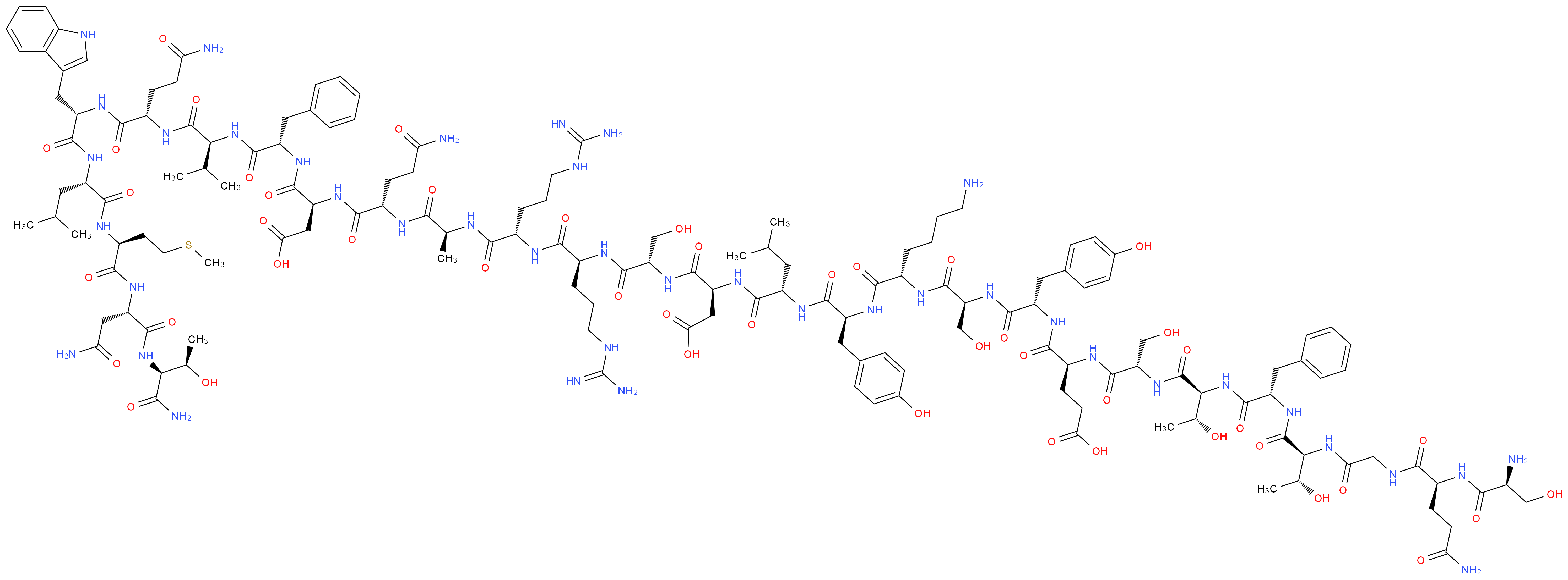 (4S)-4-{[(1S)-1-{[(1S)-1-{[(1S)-5-amino-1-{[(1S)-1-{[(1S)-1-{[(1S)-1-{[(1S)-1-{[(1S)-4-carbamimidamido-1-{[(1S)-4-carbamimidamido-1-{[(1S)-1-{[(1S)-3-carbamoyl-1-{[(1S)-1-{[(1S)-1-{[(1S)-1-{[(1S)-3-carbamoyl-1-{[(1S)-1-{[(1S)-1-{[(1S)-1-{[(1S)-2-carbamoyl-1-{[(1S,2R)-1-carbamoyl-2-hydroxypropyl]carbamoyl}ethyl]carbamoyl}-3-(methylsulfanyl)propyl]carbamoyl}-3-methylbutyl]carbamoyl}-2-(1H-indol-3-yl)ethyl]carbamoyl}propyl]carbamoyl}-2-methylpropyl]carbamoyl}-2-phenylethyl]carbamoyl}-2-carboxyethyl]carbamoyl}propyl]carbamoyl}ethyl]carbamoyl}butyl]carbamoyl}butyl]carbamoyl}-2-hydroxyethyl]carbamoyl}-2-carboxyethyl]carbamoyl}-3-methylbutyl]carbamoyl}-2-(4-hydroxyphenyl)ethyl]carbamoyl}pentyl]carbamoyl}-2-hydroxyethyl]carbamoyl}-2-(4-hydroxyphenyl)ethyl]carbamoyl}-4-[(2S)-2-[(2S,3R)-2-[(2S)-2-[(2S,3R)-2-{2-[(2S)-2-[(2S)-2-amino-3-hydroxypropanamido]-4-carbamoylbutanamido]acetamido}-3-hydroxybutanamido]-3-phenylpropanamido]-3-hydroxybutanamido]-3-hydroxypropanamido]butanoic acid_分子结构_CAS_110084-95-2