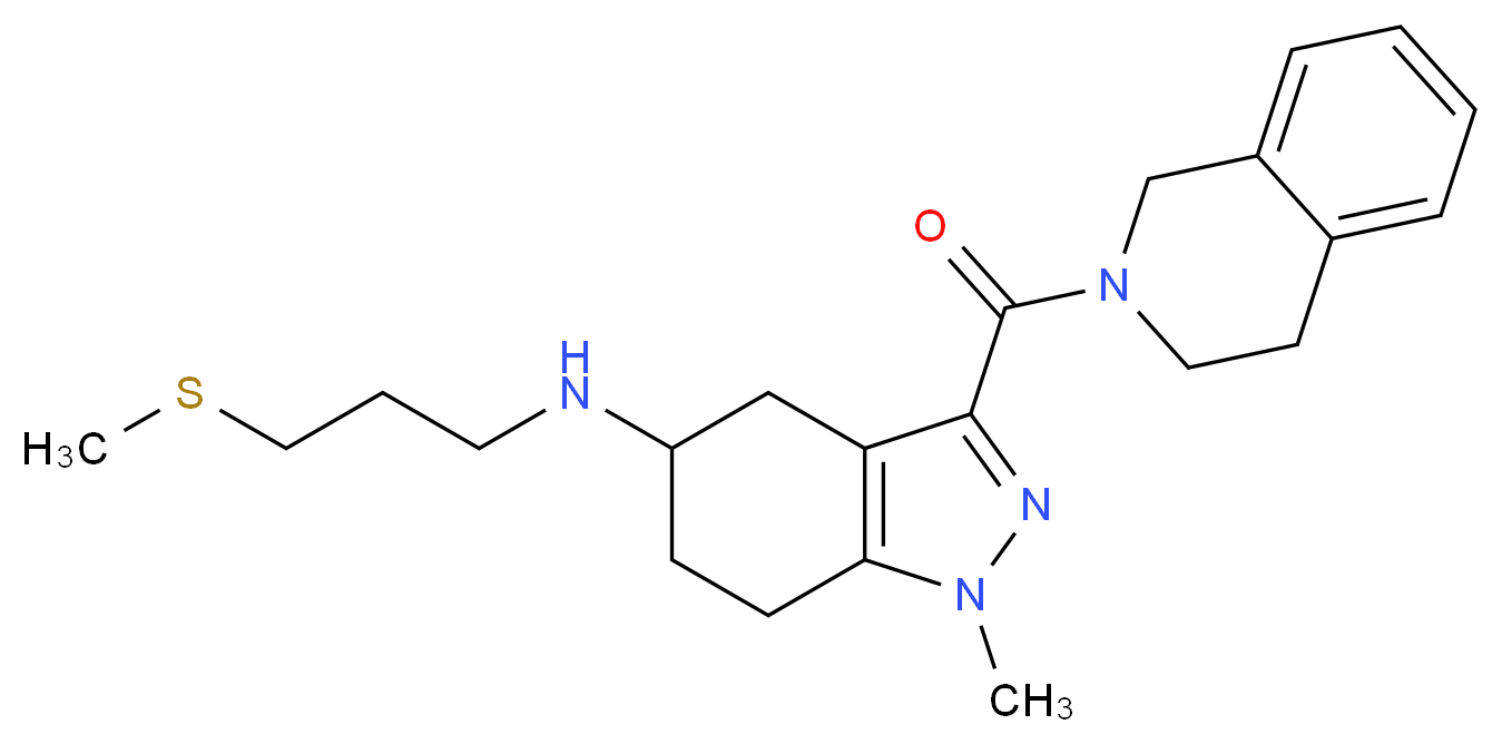 3-(3,4-dihydro-2(1H)-isoquinolinylcarbonyl)-1-methyl-N-[3-(methylthio)propyl]-4,5,6,7-tetrahydro-1H-indazol-5-amine_分子结构_CAS_)