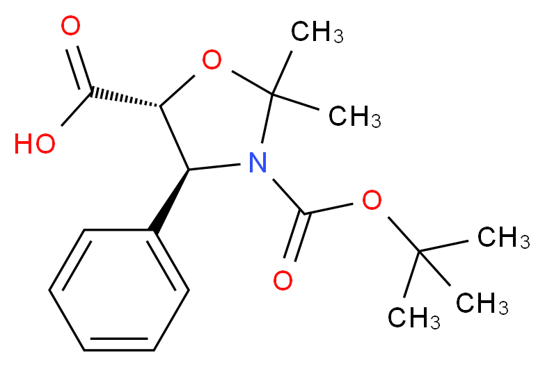 (4s,5r)-3-(tert-butoxycarbonyl)-2,2-dimethyl-4-phenyloxazolidine-5-carboxylic acid_分子结构_CAS_143527-70-2)