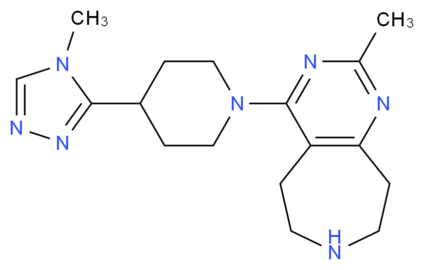 2-methyl-4-[4-(4-methyl-4H-1,2,4-triazol-3-yl)piperidin-1-yl]-6,7,8,9-tetrahydro-5H-pyrimido[4,5-d]azepine_分子结构_CAS_)