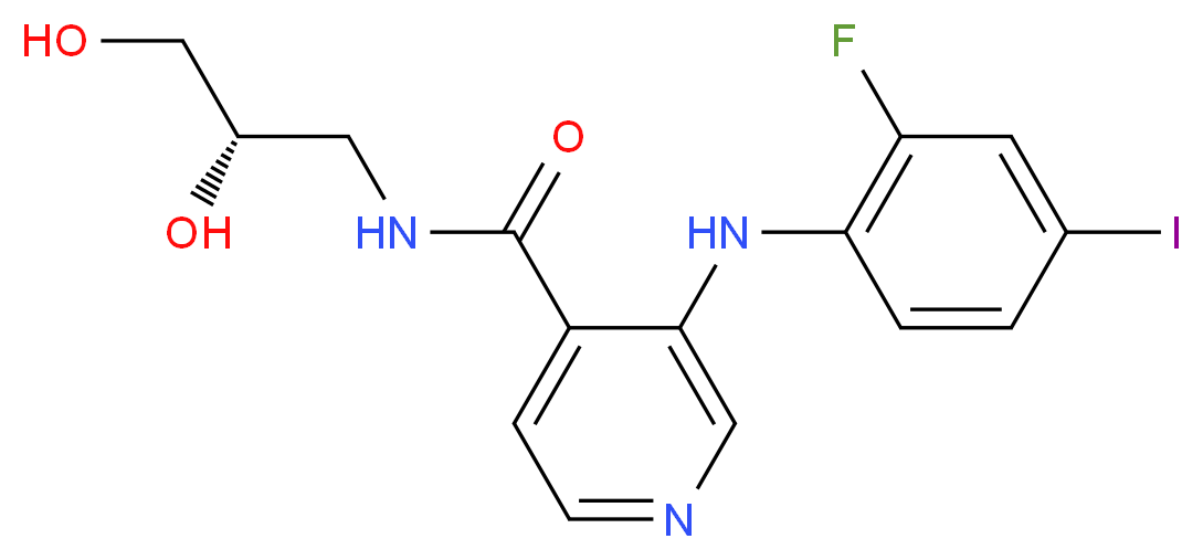 N-[(2S)-2,3-dihydroxypropyl]-3-[(2-fluoro-4-iodophenyl)amino]pyridine-4-carboxamide_分子结构_CAS_1236699-92-5