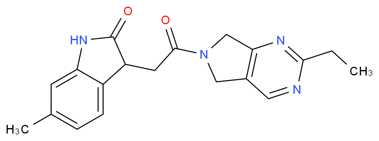 3-[2-(2-ethyl-5,7-dihydro-6H-pyrrolo[3,4-d]pyrimidin-6-yl)-2-oxoethyl]-6-methyl-1,3-dihydro-2H-indol-2-one_分子结构_CAS_)