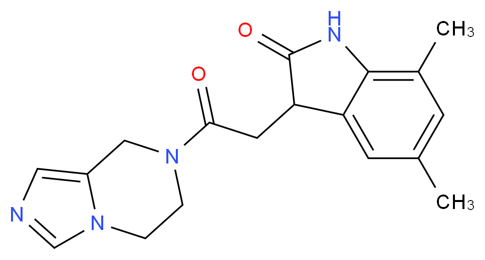 3-[2-(5,6-dihydroimidazo[1,5-a]pyrazin-7(8H)-yl)-2-oxoethyl]-5,7-dimethyl-1,3-dihydro-2H-indol-2-one_分子结构_CAS_)