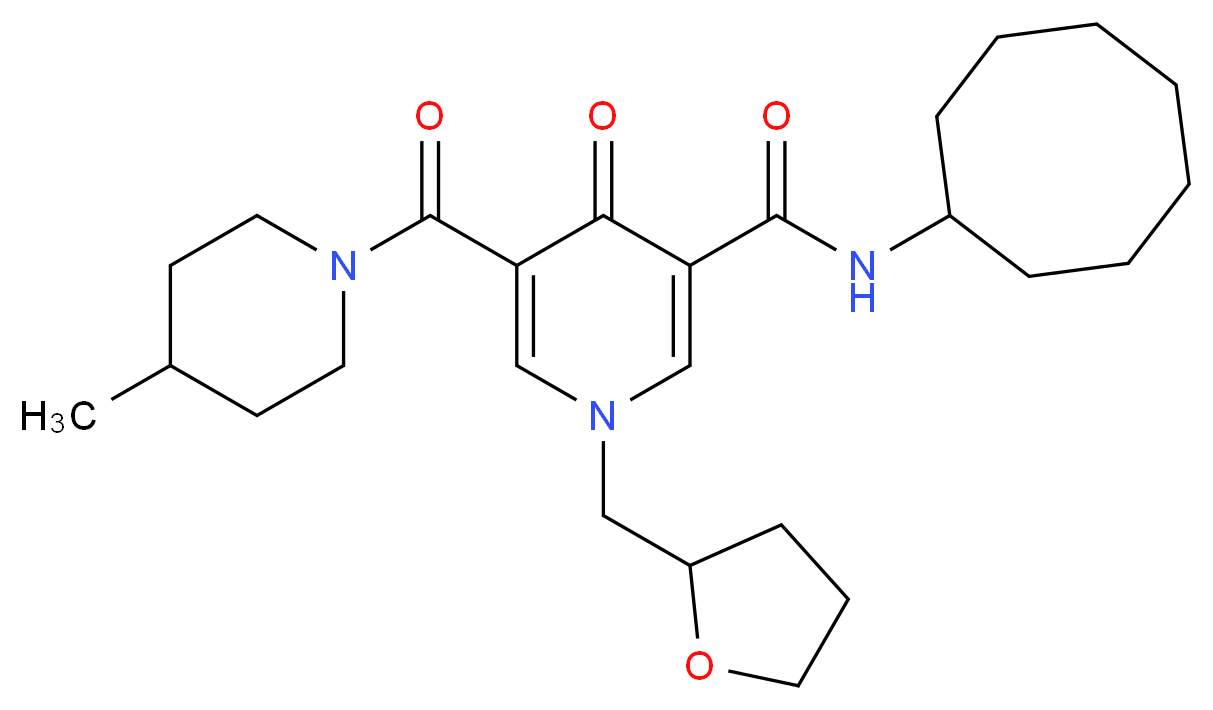 N-cyclooctyl-5-[(4-methyl-1-piperidinyl)carbonyl]-4-oxo-1-(tetrahydro-2-furanylmethyl)-1,4-dihydro-3-pyridinecarboxamide_分子结构_CAS_)