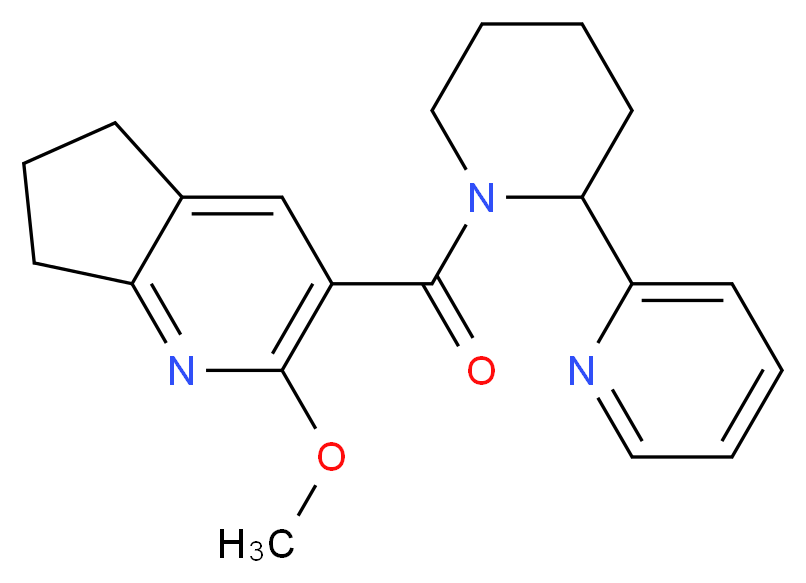 2-methoxy-3-{[2-(2-pyridinyl)-1-piperidinyl]carbonyl}-6,7-dihydro-5H-cyclopenta[b]pyridine_分子结构_CAS_)