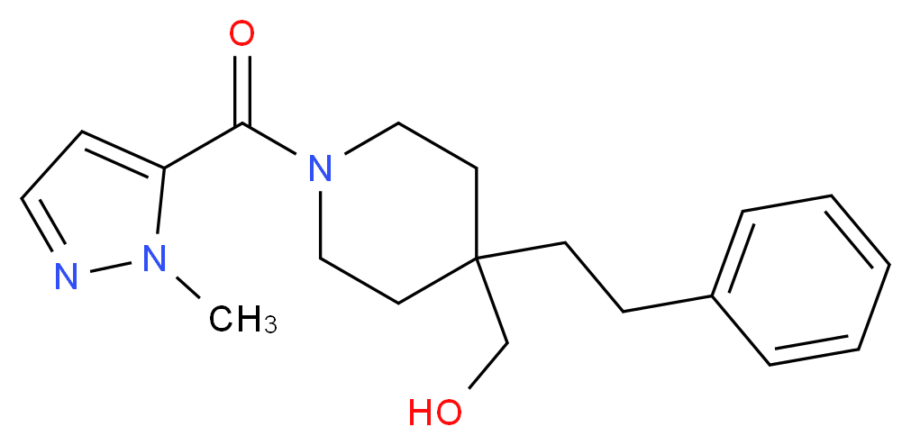 [1-[(1-methyl-1H-pyrazol-5-yl)carbonyl]-4-(2-phenylethyl)-4-piperidinyl]methanol_分子结构_CAS_)
