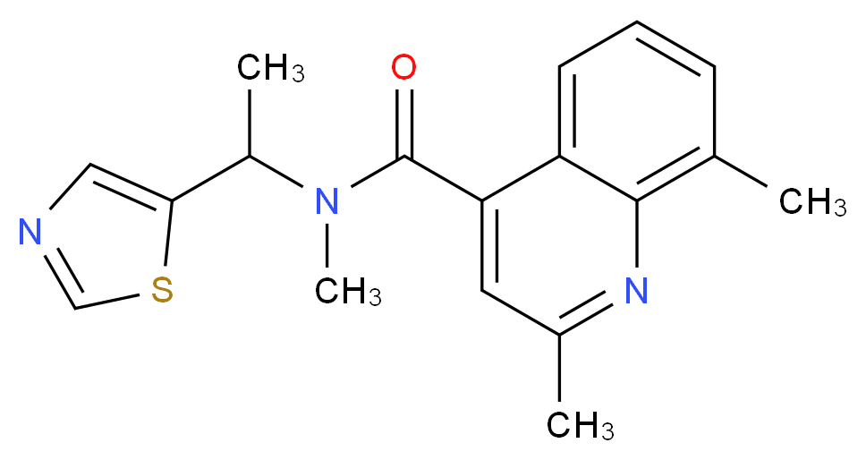 N,2,8-trimethyl-N-[1-(1,3-thiazol-5-yl)ethyl]-4-quinolinecarboxamide_分子结构_CAS_)