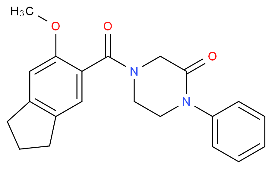 4-[(6-methoxy-2,3-dihydro-1H-inden-5-yl)carbonyl]-1-phenyl-2-piperazinone_分子结构_CAS_)