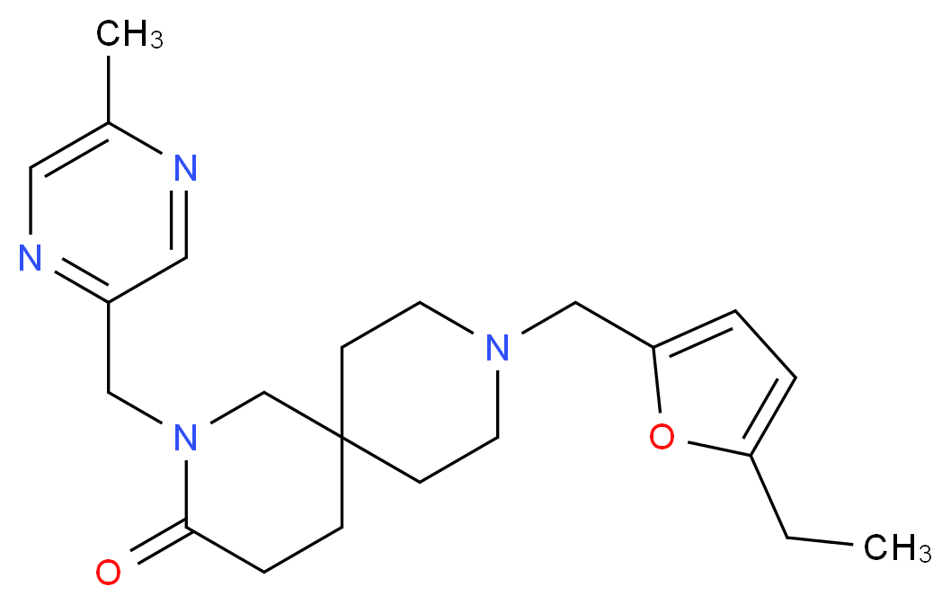 9-[(5-ethyl-2-furyl)methyl]-2-[(5-methylpyrazin-2-yl)methyl]-2,9-diazaspiro[5.5]undecan-3-one_分子结构_CAS_)