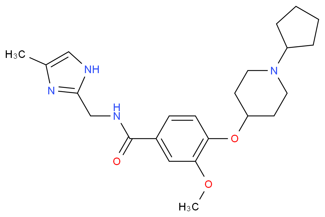 4-[(1-cyclopentyl-4-piperidinyl)oxy]-3-methoxy-N-[(4-methyl-1H-imidazol-2-yl)methyl]benzamide_分子结构_CAS_)