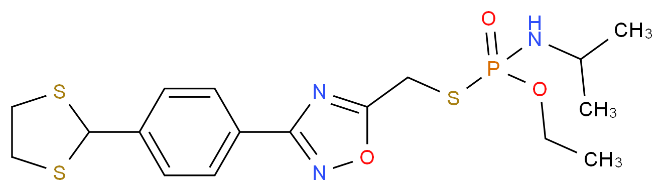 3-[4-(1,3-Dithiolan-2-yl)phenyl]-5-(ethoxyisopropylaminophosphoryl)thiomethyl-1,2,4-oxadiazole_分子结构_CAS_)