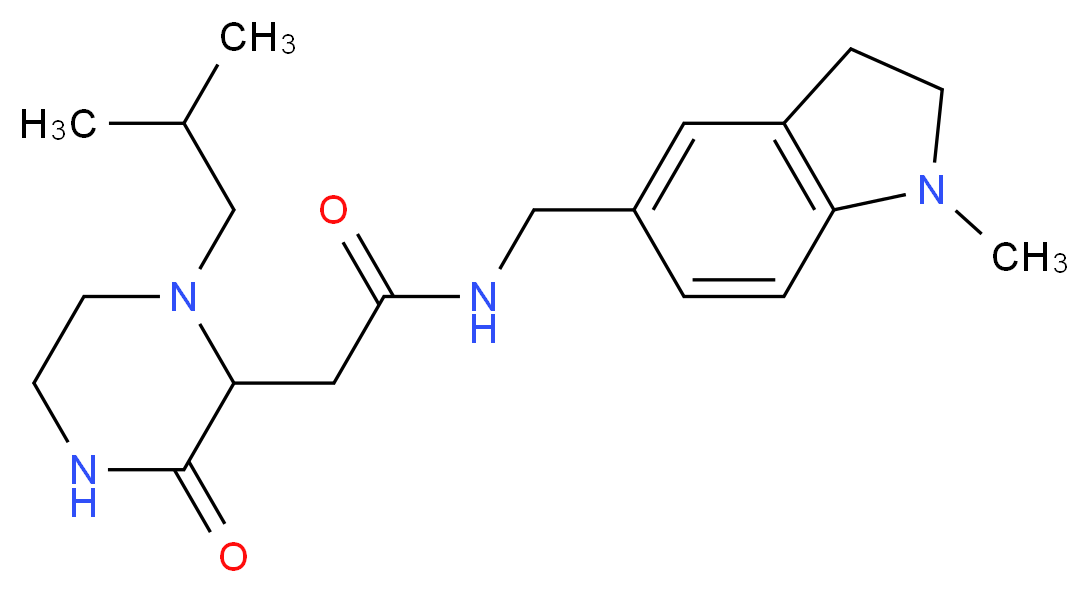 2-(1-isobutyl-3-oxo-2-piperazinyl)-N-[(1-methyl-2,3-dihydro-1H-indol-5-yl)methyl]acetamide_分子结构_CAS_)