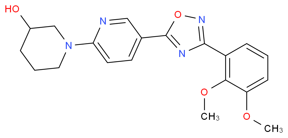 1-{5-[3-(2,3-dimethoxyphenyl)-1,2,4-oxadiazol-5-yl]-2-pyridinyl}-3-piperidinol_分子结构_CAS_)