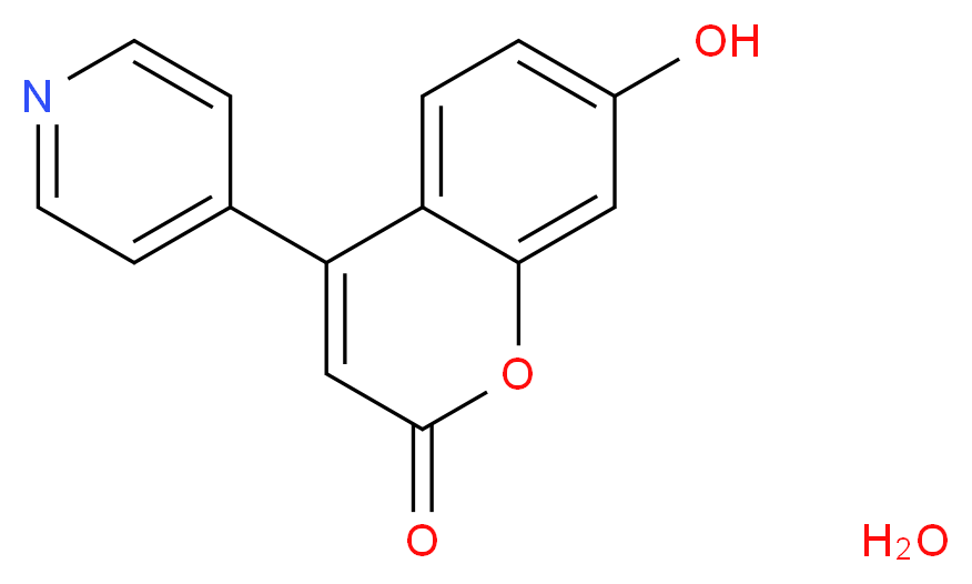 7-Hydroxy-4-(pyridin-4-yl)coumarin monohydrate_分子结构_CAS_386704-08-1)