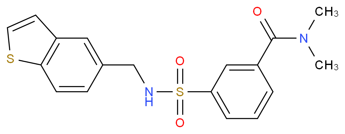 3-{[(1-benzothien-5-ylmethyl)amino]sulfonyl}-N,N-dimethylbenzamide_分子结构_CAS_)