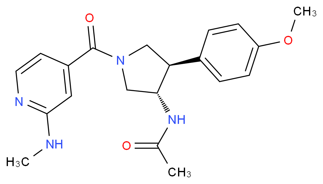 N-{(3S*,4R*)-4-(4-methoxyphenyl)-1-[2-(methylamino)isonicotinoyl]pyrrolidin-3-yl}acetamide_分子结构_CAS_)