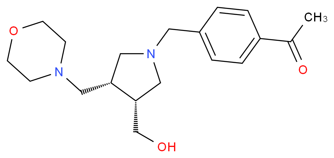 1-(4-{[(3R*,4S*)-3-(hydroxymethyl)-4-(morpholin-4-ylmethyl)pyrrolidin-1-yl]methyl}phenyl)ethanone_分子结构_CAS_)