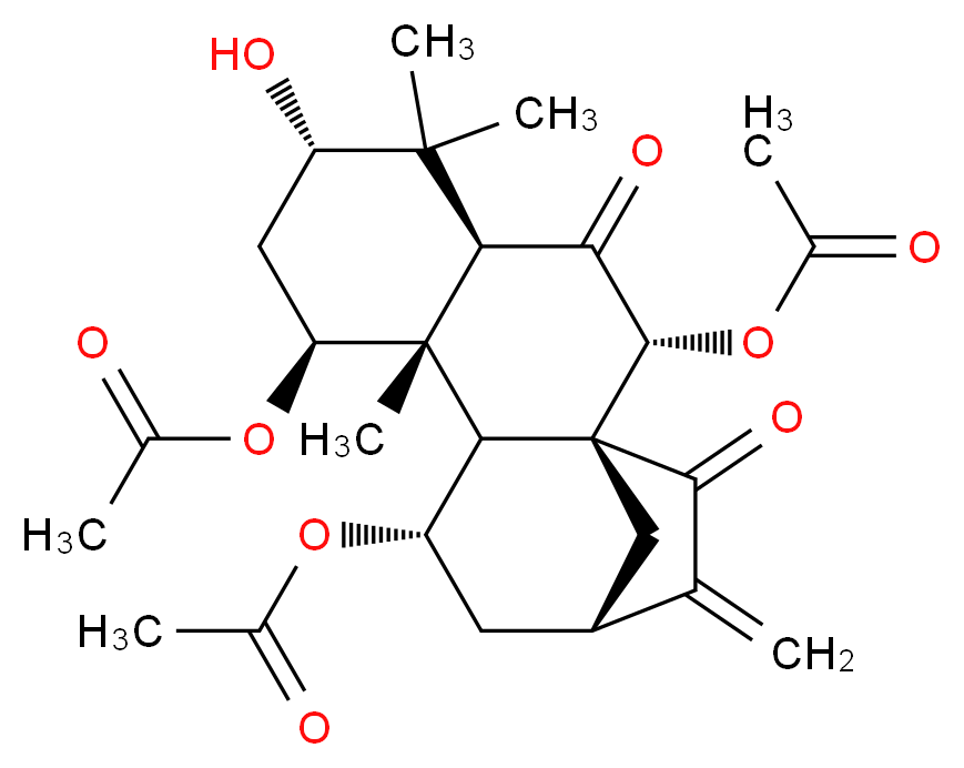 (1R,2R,4R,6S,8S,9S,10S,11S,13S)-2,8-bis(acetyloxy)-6-hydroxy-5,5,9-trimethyl-14-methylidene-3,15-dioxotetracyclo[11.2.1.0<sup>1</sup>,<sup>1</sup><sup>0</sup>.0<sup>4</sup>,<sup>9</sup>]hexadecan-11-yl acetate_分子结构_CAS_111917-59-0