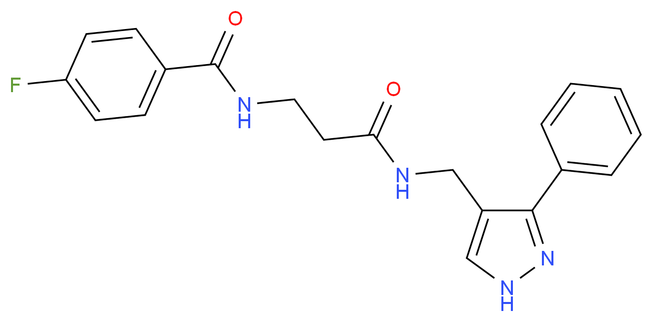 4-fluoro-N-(3-oxo-3-{[(3-phenyl-1H-pyrazol-4-yl)methyl]amino}propyl)benzamide_分子结构_CAS_)