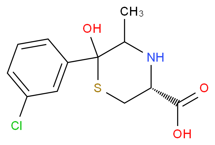 (3R)-6-(3-chlorophenyl)-6-hydroxy-5-methylthiomorpholine-3-carboxylic acid_分子结构_CAS_1246812-57-6