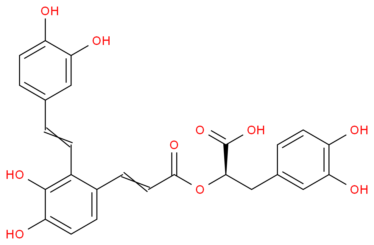 (2R)-3-(3,4-dihydroxyphenyl)-2-{[(2E)-3-{2-[(E)-2-(3,4-dihydroxyphenyl)ethenyl]-3,4-dihydroxyphenyl}prop-2-enoyl]oxy}propanoic acid_分子结构_CAS_96574-01-5