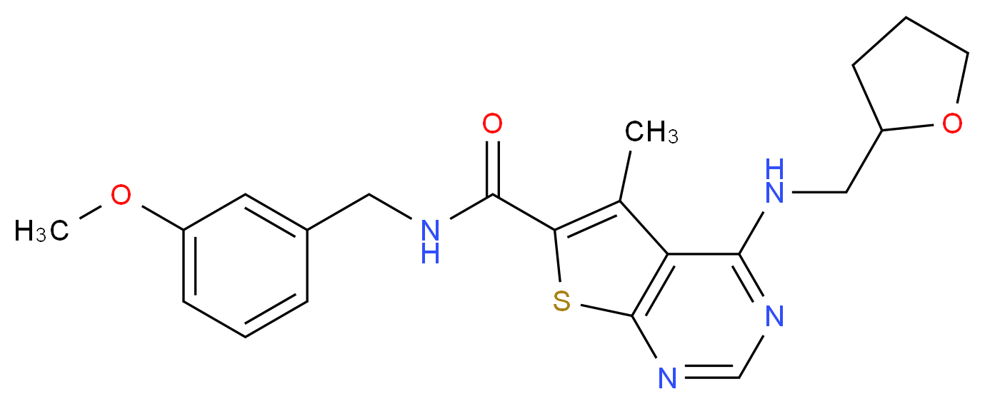 N-(3-methoxybenzyl)-5-methyl-4-[(tetrahydro-2-furanylmethyl)amino]thieno[2,3-d]pyrimidine-6-carboxamide_分子结构_CAS_)