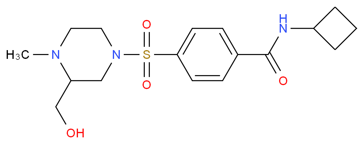 N-cyclobutyl-4-{[3-(hydroxymethyl)-4-methyl-1-piperazinyl]sulfonyl}benzamide_分子结构_CAS_)
