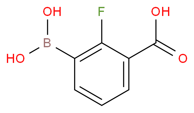 3-(dihydroxyboranyl)-2-fluorobenzoic acid_分子结构_CAS_1072952-09-0