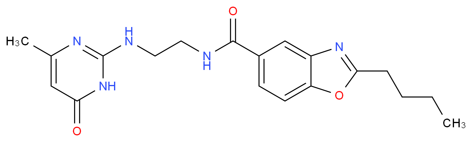 2-butyl-N-{2-[(4-methyl-6-oxo-1,6-dihydropyrimidin-2-yl)amino]ethyl}-1,3-benzoxazole-5-carboxamide_分子结构_CAS_)