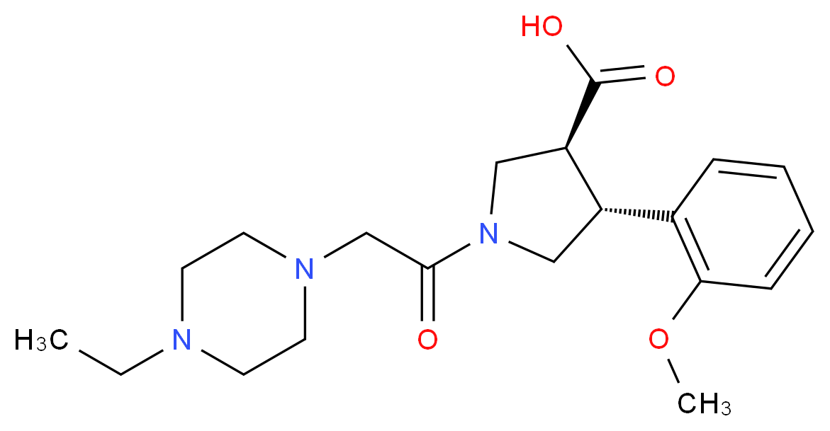 (3S*,4R*)-1-[(4-ethylpiperazin-1-yl)acetyl]-4-(2-methoxyphenyl)pyrrolidine-3-carboxylic acid_分子结构_CAS_)