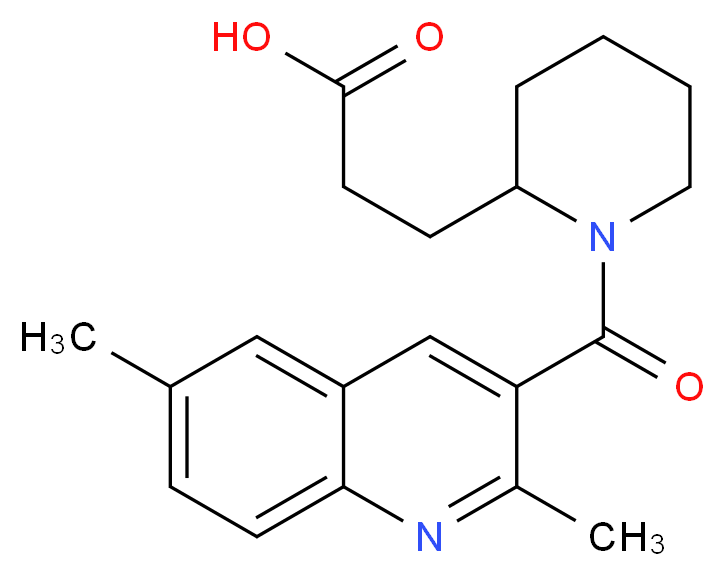 3-{1-[(2,6-dimethylquinolin-3-yl)carbonyl]piperidin-2-yl}propanoic acid_分子结构_CAS_)