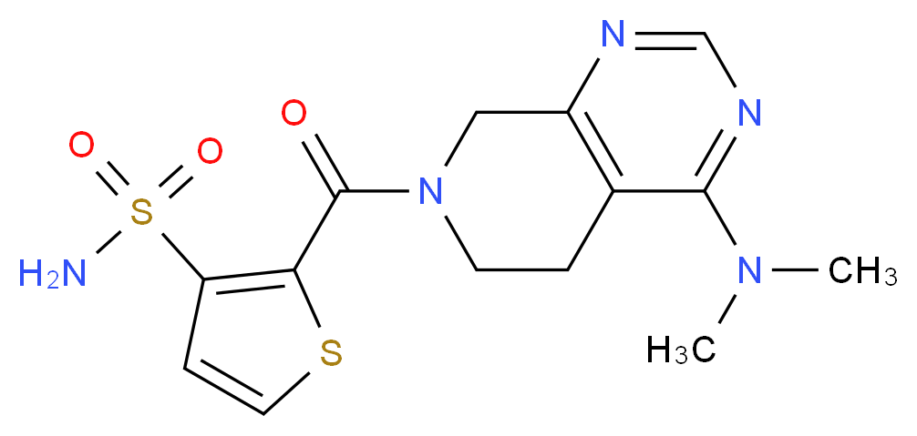 2-{[4-(dimethylamino)-5,8-dihydropyrido[3,4-d]pyrimidin-7(6H)-yl]carbonyl}thiophene-3-sulfonamide_分子结构_CAS_)