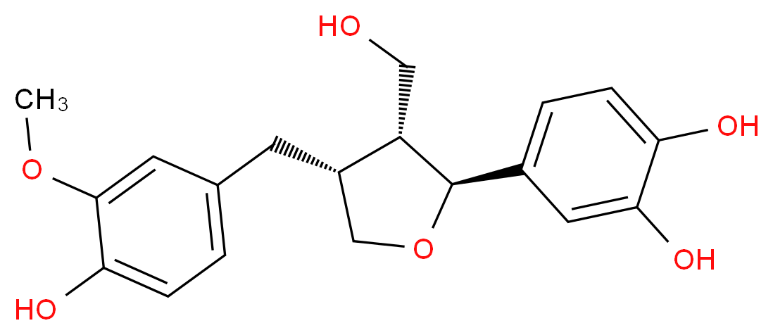 4-[(2S,3R,4R)-4-[(4-hydroxy-3-methoxyphenyl)methyl]-3-(hydroxymethyl)oxolan-2-yl]benzene-1,2-diol_分子结构_CAS_40951-69-7