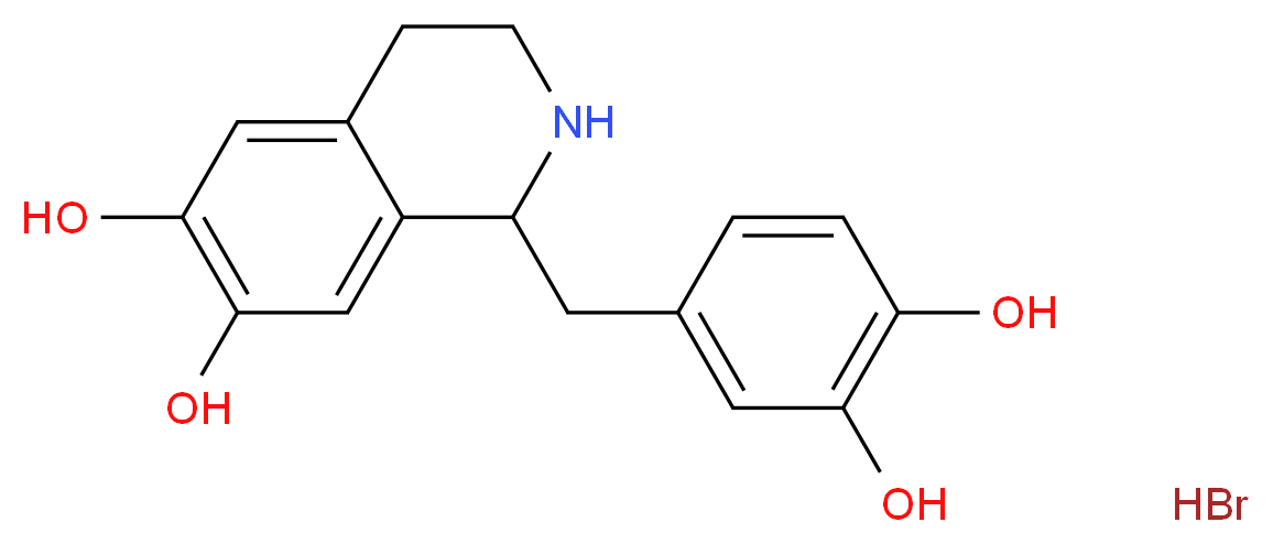 1-(3,4-dihydroxybenzyl)-1,2,3,4-tetrahydroisoquinoline-6,7-diol hydrobromide_分子结构_CAS_16659-88-4)