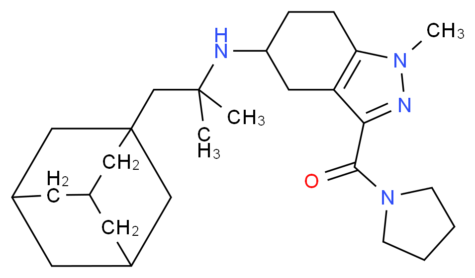 N-[2-(1-adamantyl)-1,1-dimethylethyl]-1-methyl-3-(1-pyrrolidinylcarbonyl)-4,5,6,7-tetrahydro-1H-indazol-5-amine_分子结构_CAS_)