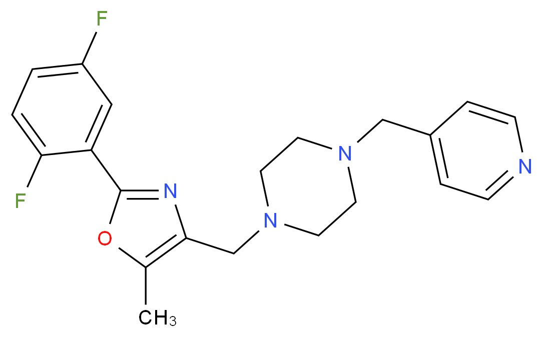 1-{[2-(2,5-difluorophenyl)-5-methyl-1,3-oxazol-4-yl]methyl}-4-(4-pyridinylmethyl)piperazine_分子结构_CAS_)