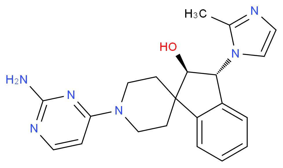 (2R*,3R*)-1'-(2-amino-4-pyrimidinyl)-3-(2-methyl-1H-imidazol-1-yl)-2,3-dihydrospiro[indene-1,4'-piperidin]-2-ol_分子结构_CAS_)