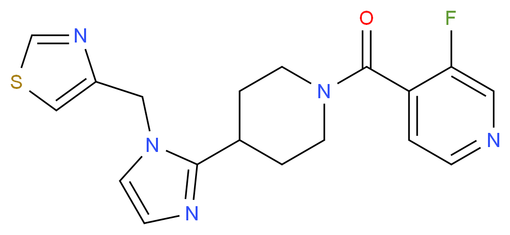 3-fluoro-4-({4-[1-(1,3-thiazol-4-ylmethyl)-1H-imidazol-2-yl]piperidin-1-yl}carbonyl)pyridine_分子结构_CAS_)