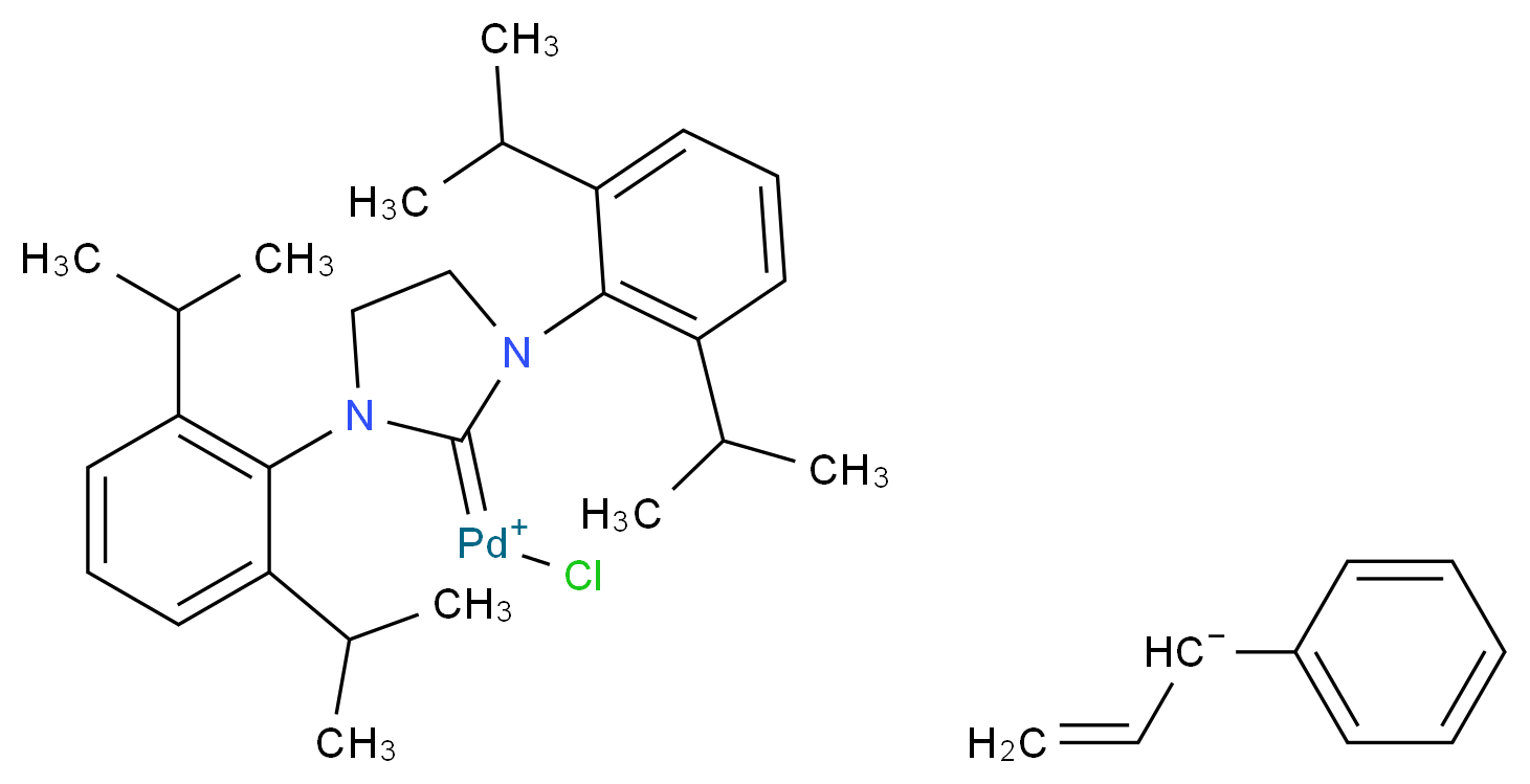 [1,3-双(2,6-二-异丙基苯基)-4,5-二氢咪唑-2-亚基]氯][3-苯基烯丙基]钯(II)_分子结构_CAS_884879-24-7)