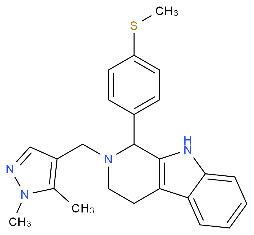 2-[(1,5-dimethyl-1H-pyrazol-4-yl)methyl]-1-[4-(methylthio)phenyl]-2,3,4,9-tetrahydro-1H-beta-carboline_分子结构_CAS_)