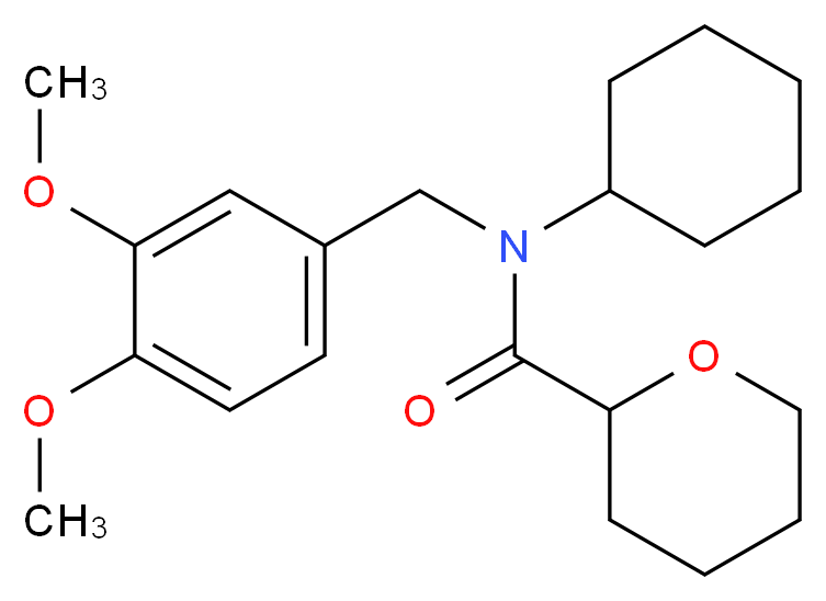 N-cyclohexyl-N-(3,4-dimethoxybenzyl)tetrahydro-2H-pyran-2-carboxamide_分子结构_CAS_)