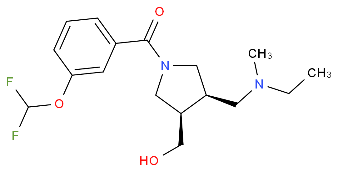 ((3R*,4R*)-1-[3-(difluoromethoxy)benzoyl]-4-{[ethyl(methyl)amino]methyl}pyrrolidin-3-yl)methanol_分子结构_CAS_)