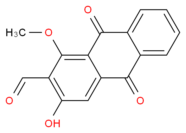 3-hydroxy-1-methoxy-9,10-dioxo-9,10-dihydroanthracene-2-carbaldehyde_分子结构_CAS_477-84-9