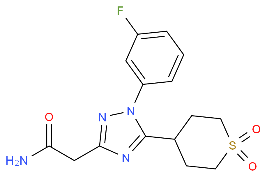 2-[5-(1,1-dioxidotetrahydro-2H-thiopyran-4-yl)-1-(3-fluorophenyl)-1H-1,2,4-triazol-3-yl]acetamide_分子结构_CAS_)