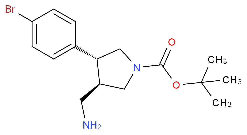 tert-butyl (3R,4R)-3-(aminomethyl)-4-(4-bromophenyl)pyrrolidine-1-carboxylate_分子结构_CAS_1260611-68-4