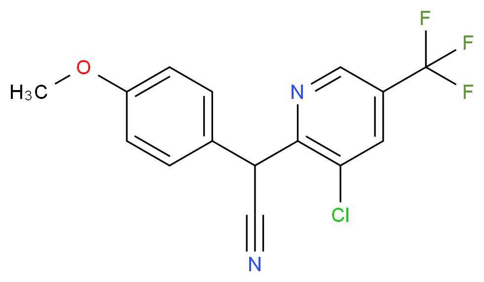 2-[3-chloro-5-(trifluoromethyl)pyridin-2-yl]-2-(4-methoxyphenyl)acetonitrile_分子结构_CAS_338407-10-6